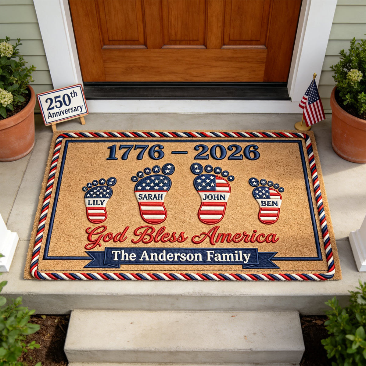 USA 250th Anniversary Foot Family Doormat - Personalized Gifts For Family 03natn030326-Homacus