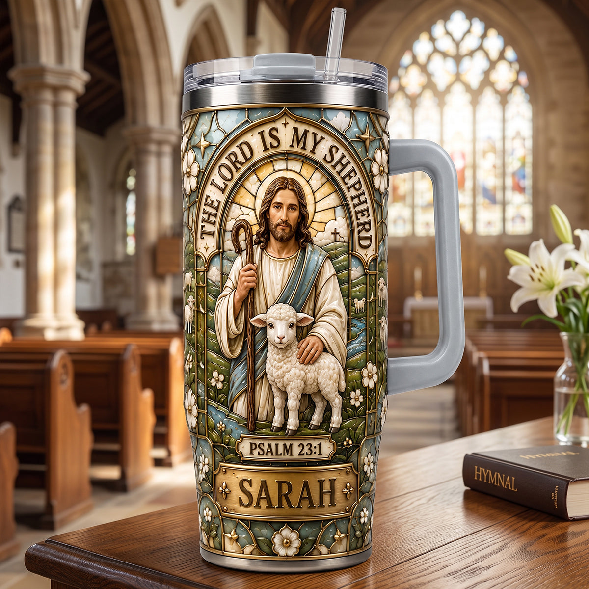 The Lord Is My Shepherd Tumbler With Handle - Personalized Gifts For Christians 03hatn060726-Homacus