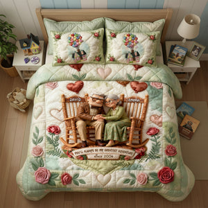 Happy Grow Old Couple Quilt Bed Set - Personalized Gifts For Couple 01QHLU281125-Homacus