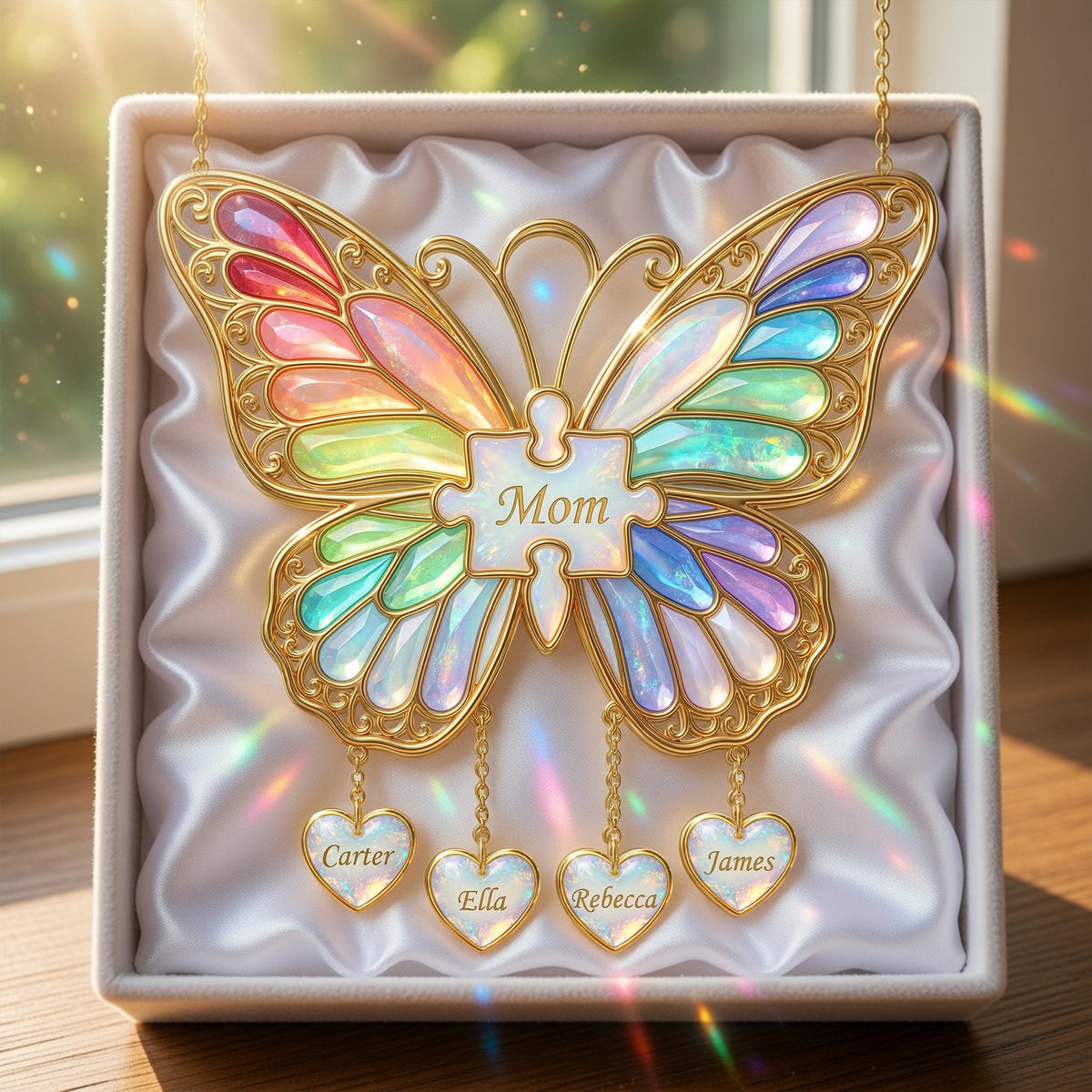 Butterfly Mom Suncatcher Ornament - Personalized Gifts For Mother's Day 01nalu170326-Homacus