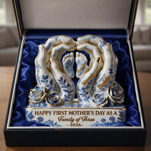 Toile De Jouy Family First Mother's Day Plaque - Personalized Gifts For Moms 02QHLU130326-Homacus