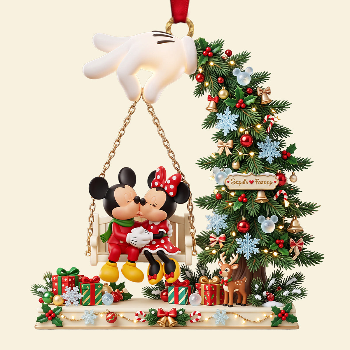 Xmas Couple Kissing On Swings Acrylic Ornament - Personalized Christmas Gifts For Couples 04pata290826-Homacus