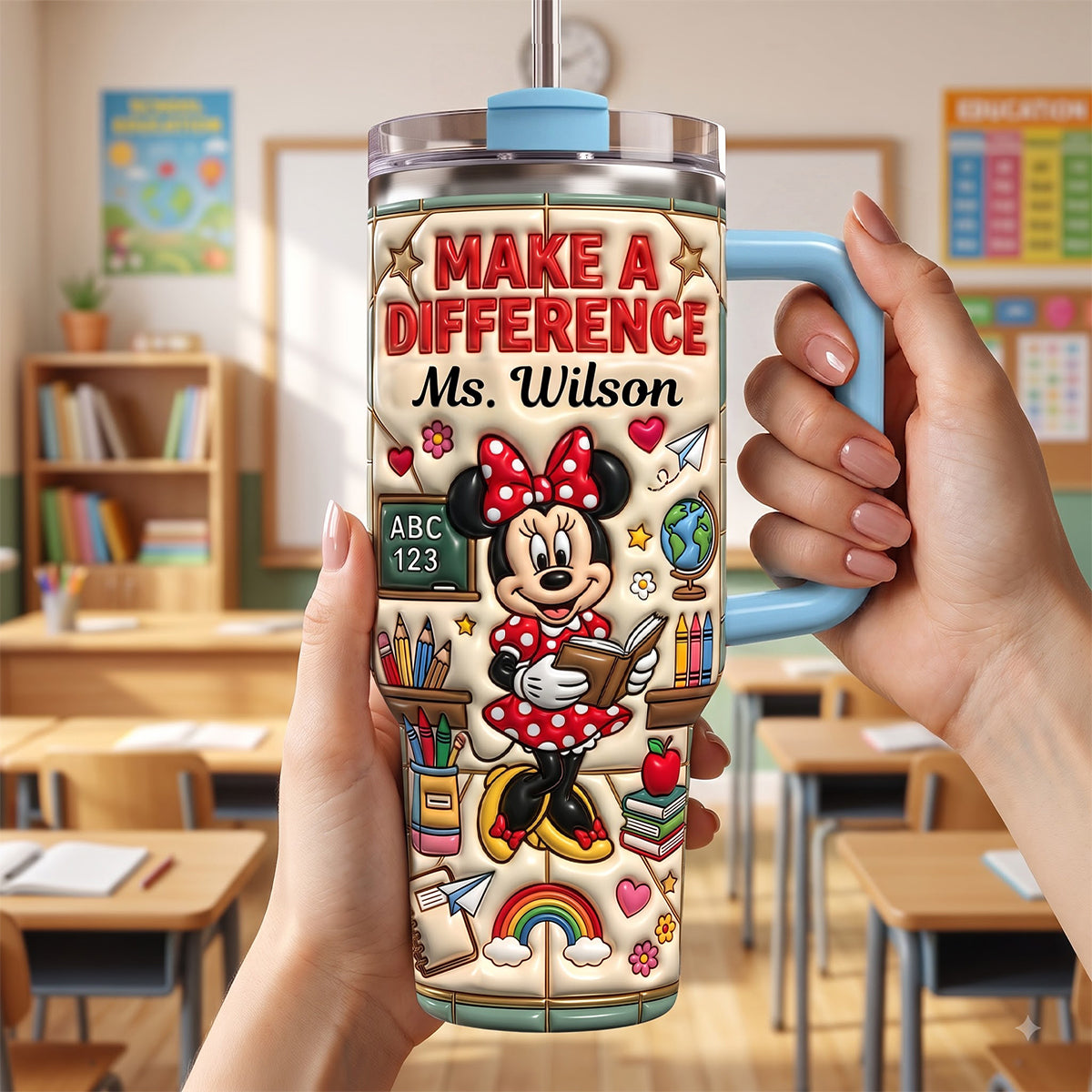 Kind Heart Teacher Tumbler With Handle, Personalized Gifts For Teachers 04qhdh010826-Homacus