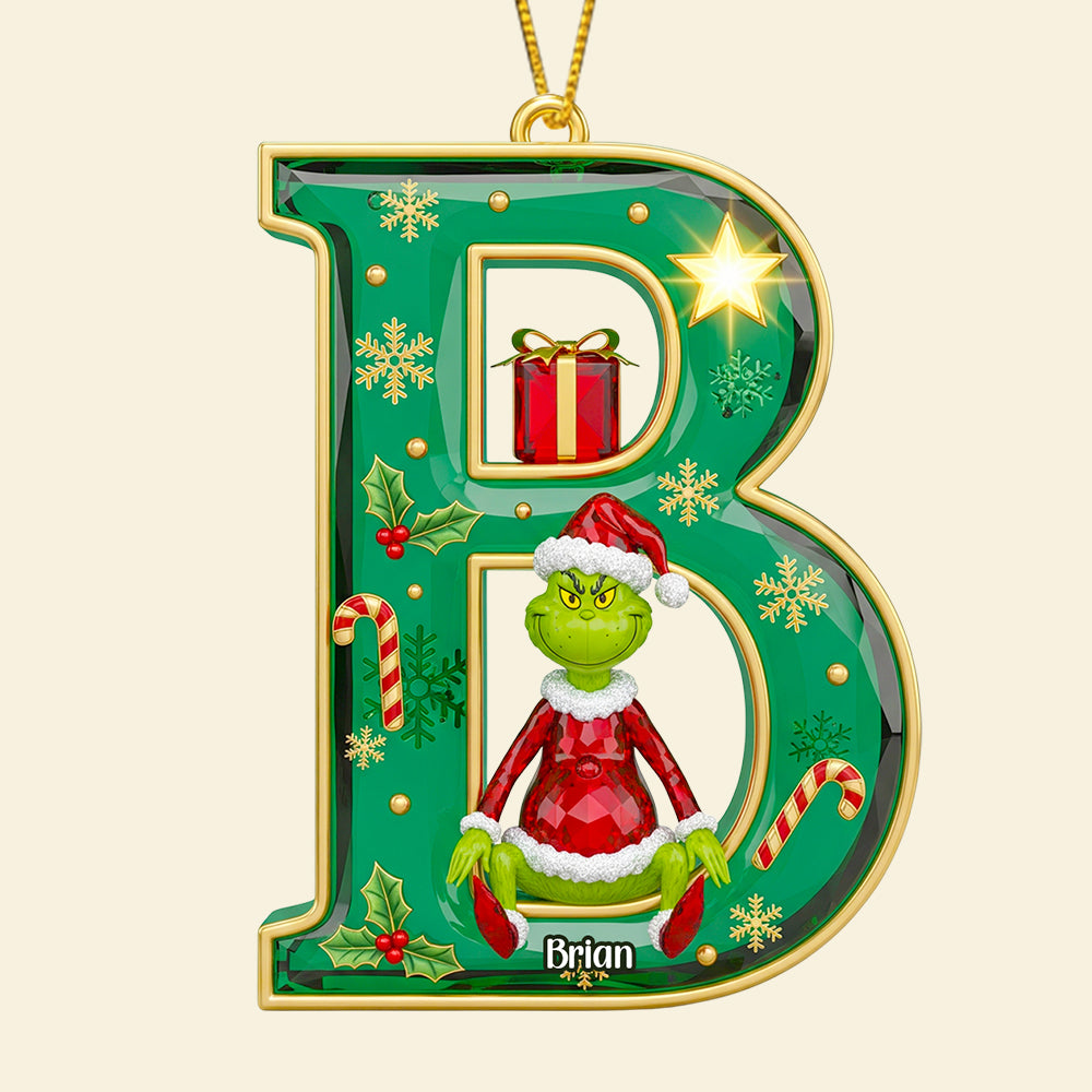 Green Crystal Alphabet Ornament Personalized Christmas Gifts 03PGDT060925-Homacus