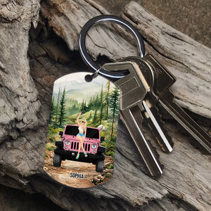 Personalized Gifts For Girl Keychain 01HUDT060624TM Car Girl With Watercolor Background-Homacus