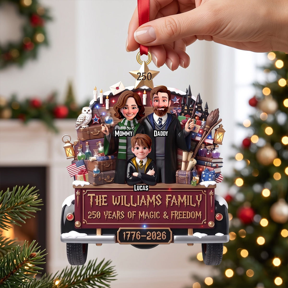 250 Years Of Magical & Freedom Christmas Ornament - Personalized Gifts For Family 03tytn2508526-Homacus