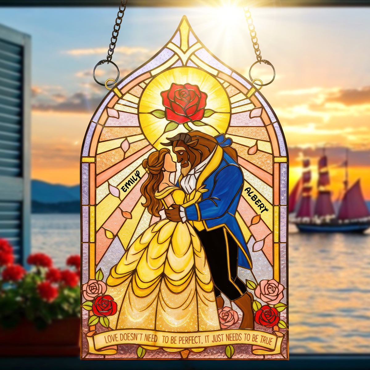 Sweet Couple Suncatcher Ornament – Personalized Gifts For Couple 06kiqn271125-Homacus