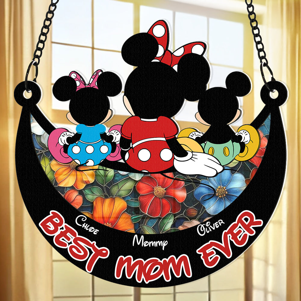 Personalized Gifts For Mom Window Hanging Suncatcher Ornament Mother's Day Mouse Mom And Kids 01ACDT240325-Homacus