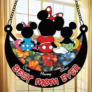 Personalized Gifts For Mom Window Hanging Suncatcher Ornament Mother's Day Mouse Mom And Kids 01ACDT240325-Homacus