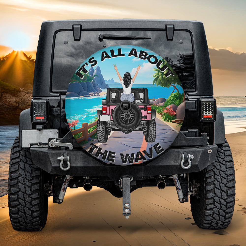 Personalized Gifts For Off Road Lover Tire Cover Girl On Road Sea 01TOMH010724TM-Homacus