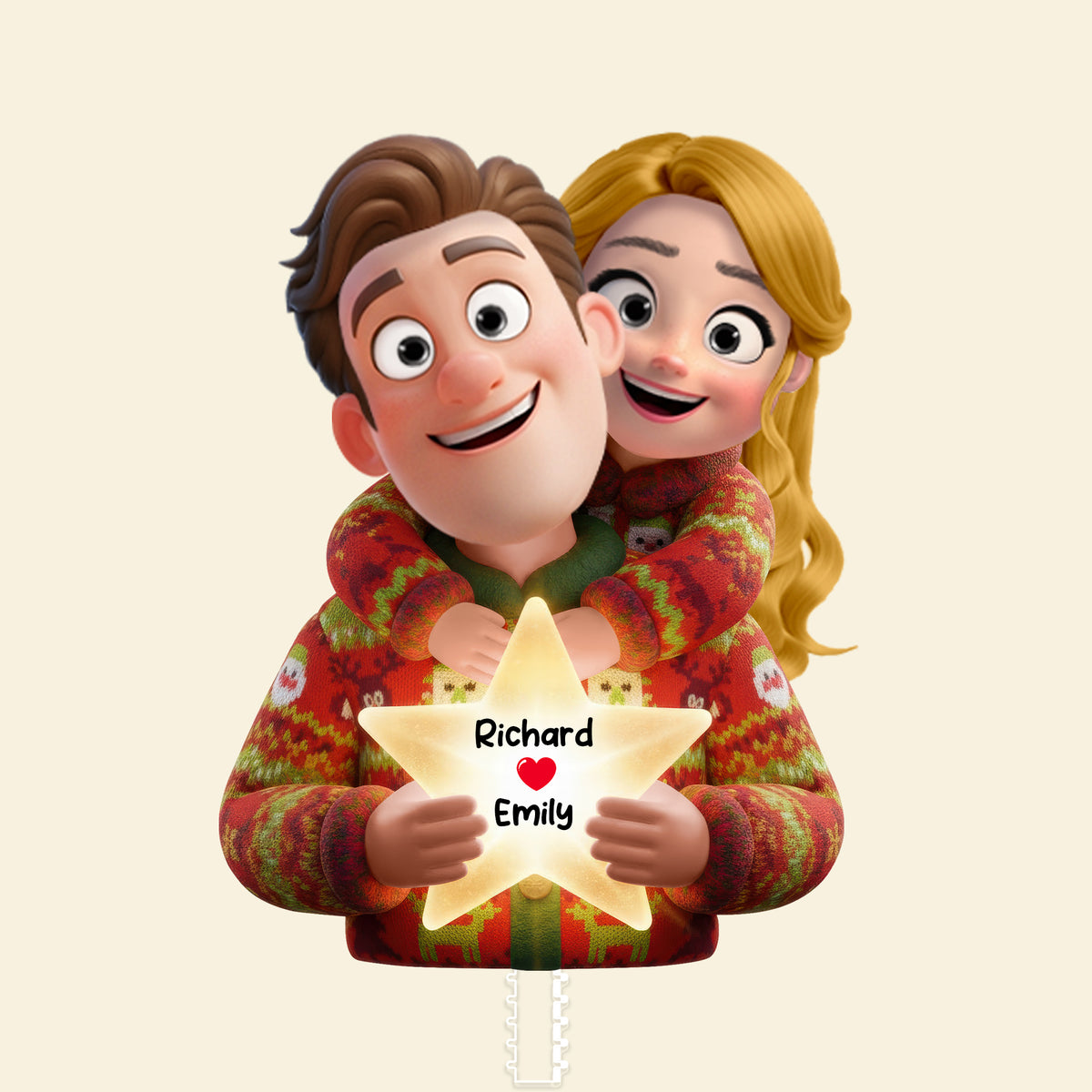 Sweet Hugging Couple Christmas Tree Topper – Personalized Gifts For Couple 05toqn201125-Homacus