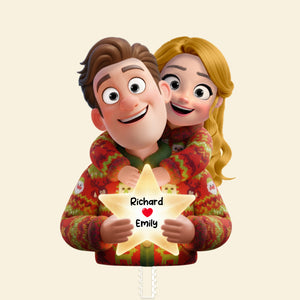 Sweet Hugging Couple Christmas Tree Topper – Personalized Gifts For Couple 05toqn201125-Homacus