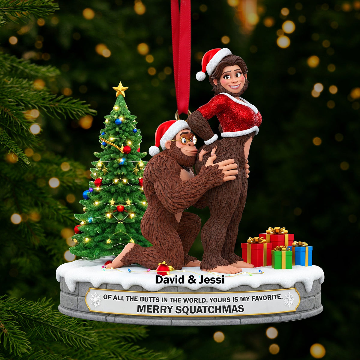 Playful Giant Forest Couple Ornament - Personalized Christmas Gift For Couples 01OHLU160925-Homacus