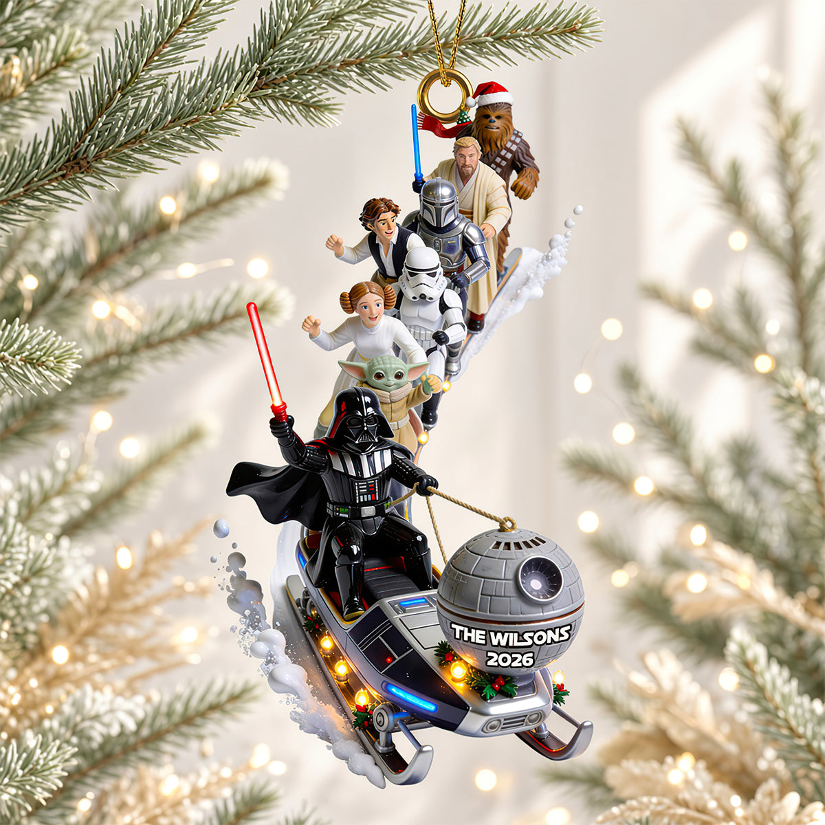 Elliptical Snow Slide Acrylic Ornament - Personalized Gifts 01QHDT310826-Homacus