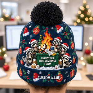 Raccoon Dumpster Fire Response Team Bobble Beanie Hat - Personalized Gifts For Coworkers 01QHDT241026-Homacus