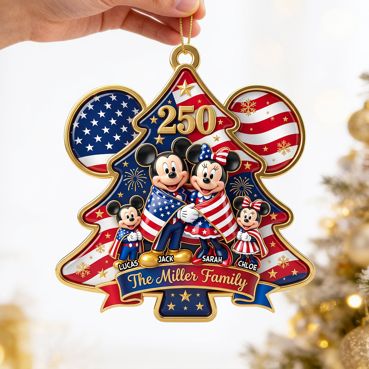 Patriotic Family Christmas Ornament - Personalized 250th Anniversary Gift For Family 06NADT240826-Homacus