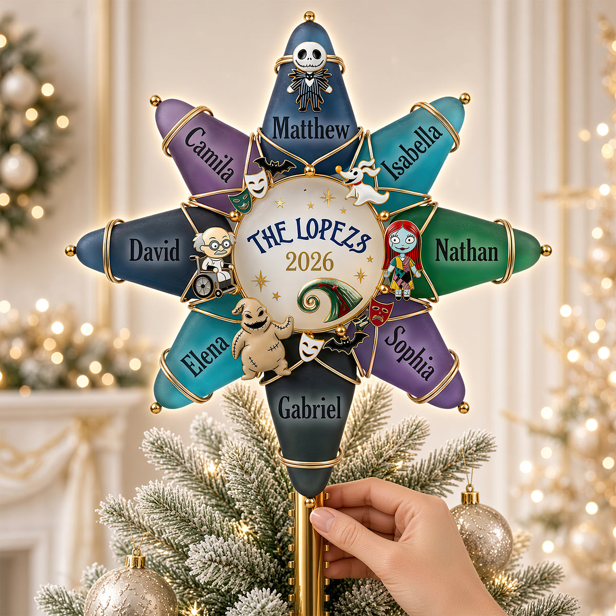 Spooky Family Tree Topper - Personalized Gifts For Family Acrylic Christmas Tree Topper 03HUDT071026-Homacus