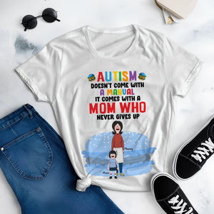 Personalized Gifts For Autism Mom Shirt, Mom & Her Little Kid 01KALU100325HG-Homacus