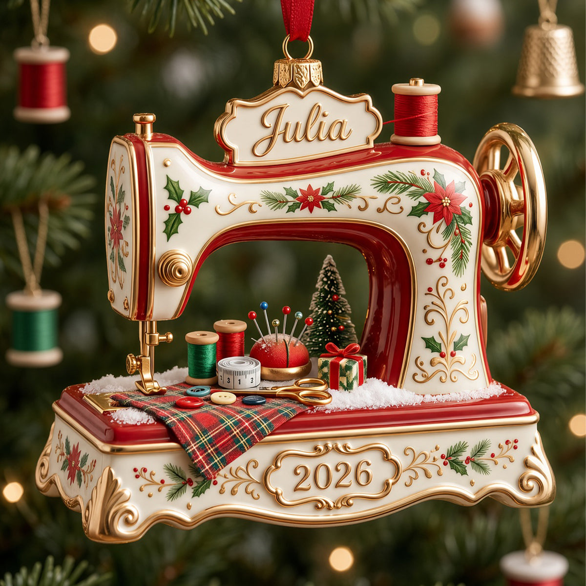 Sew Merry & Bright Christmas Ornament - Personalized Gifts For Sewing Lovers 01PGLU141026-Homacus