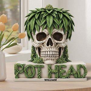 Pot Skull Head Acrylic Plaque Personalized Gifts For Smoker 05NAQN030625-Homacus