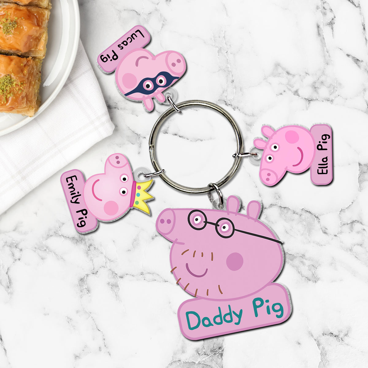 Personalized Gifts For Dad Keychain With Pig Charms 01NATN110424-Homacus