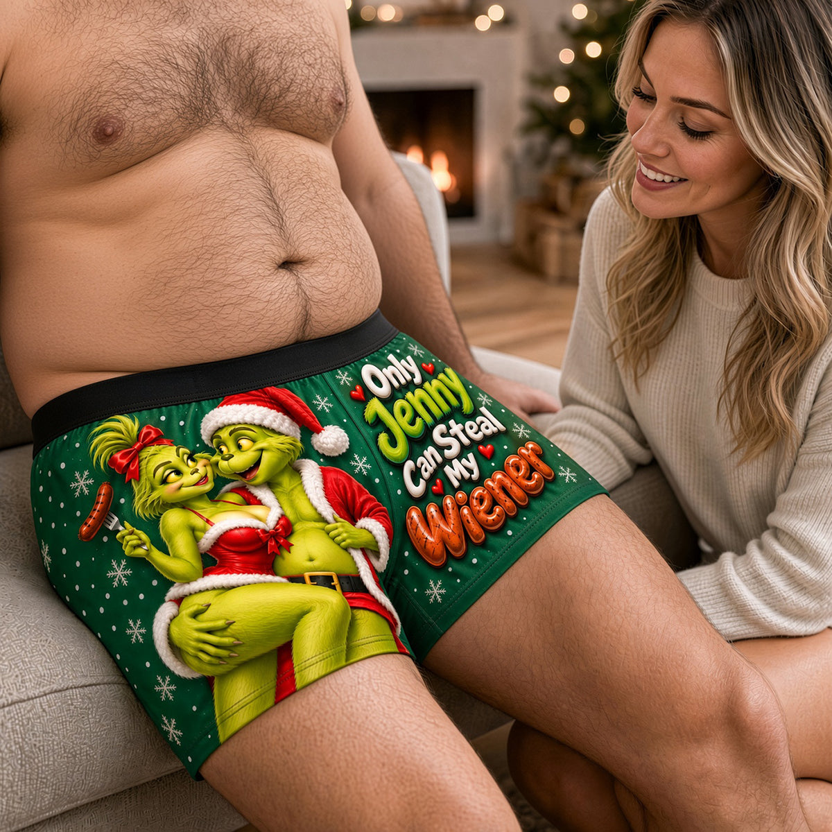Cheeky Christmas Men's Boxers - Personalized Gifts For Him 05OHDH241026-Homacus