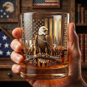 Proud Eagle Dad Round Glass - Personalized Gifts For Dad 04padh260526-Homacus