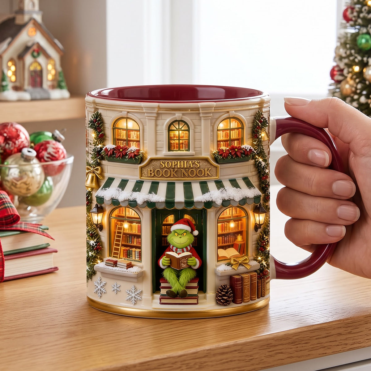 Cozy Winter Bookstore Coffee Mug - Personalized Christmas Gifts For Book Lovers 04pgtn030926-Homacus