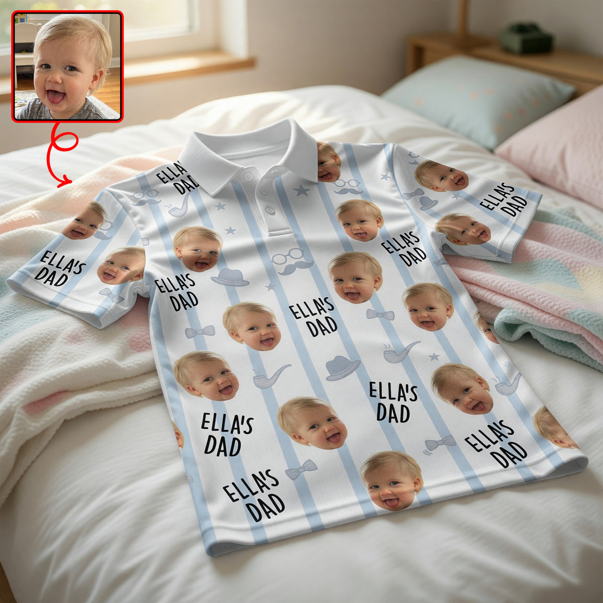 Custom Photo Adorable Baby Dad Polo Shirt, Personalized Gifts For Dad & Grandpa 04qhqn080526-Homacus