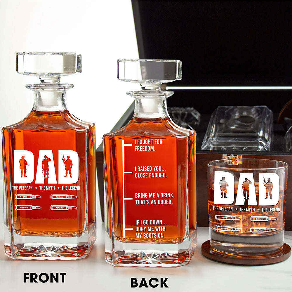 Veteran Dad Whiskey Decanter Set - Personalized Gift For Dad 03TOQN220525-Homacus