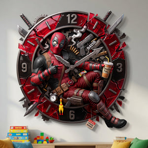 Red Mask Acrylic Wall Clock - Personalized Gifts 01paqn180726-Homacus