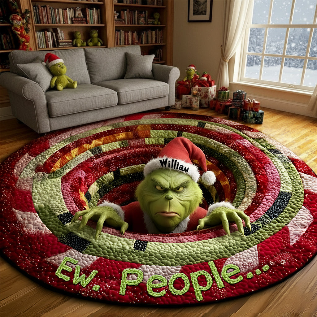 Grumpy Green Monster Quilted Round Mat - Personalized Gifts For Movie Lovers 05TGLU300925-Homacus