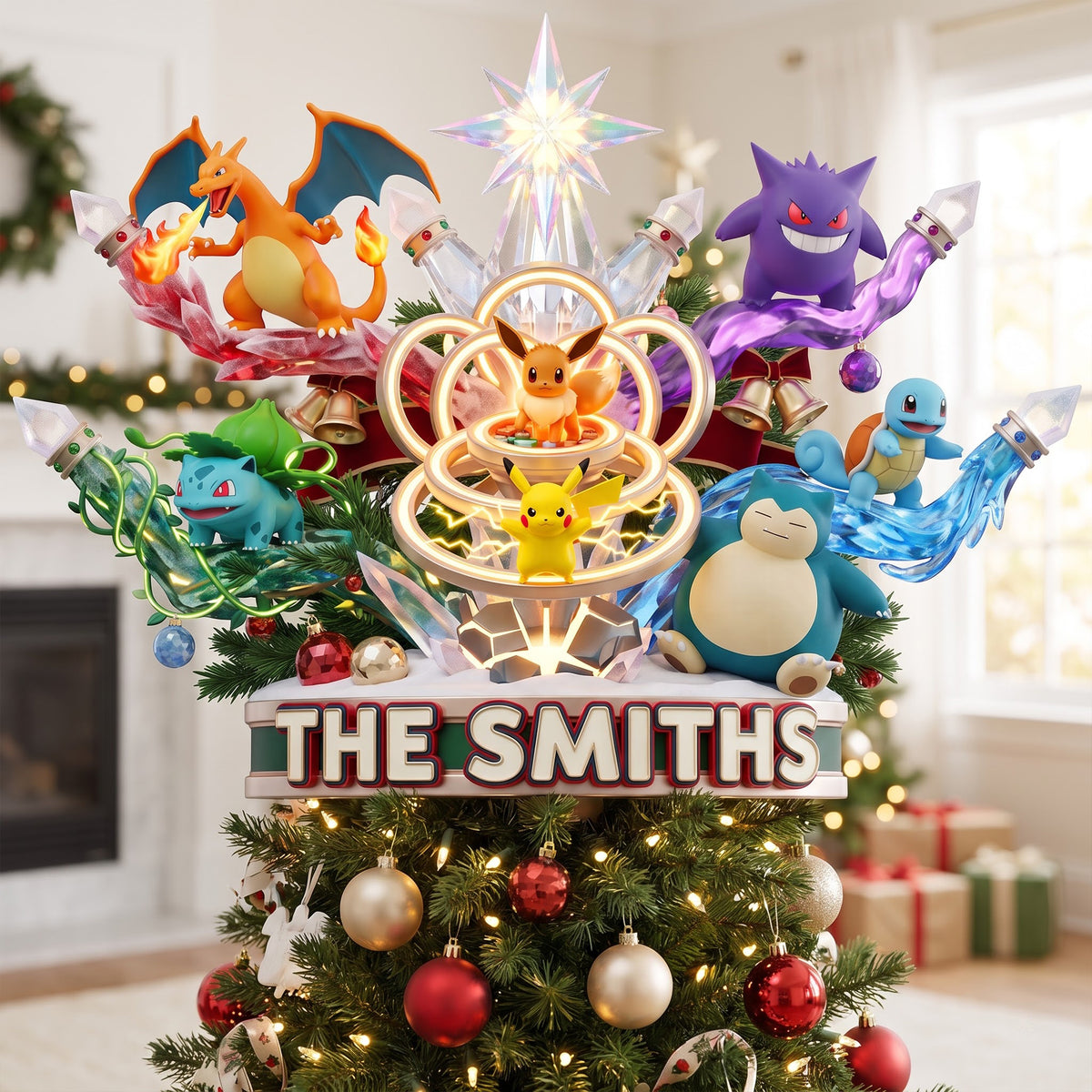 Whimsical Creatures Tree Topper - Personalized Gifts For Family Acrylic Christmas Tree Topper 02HAQN280826