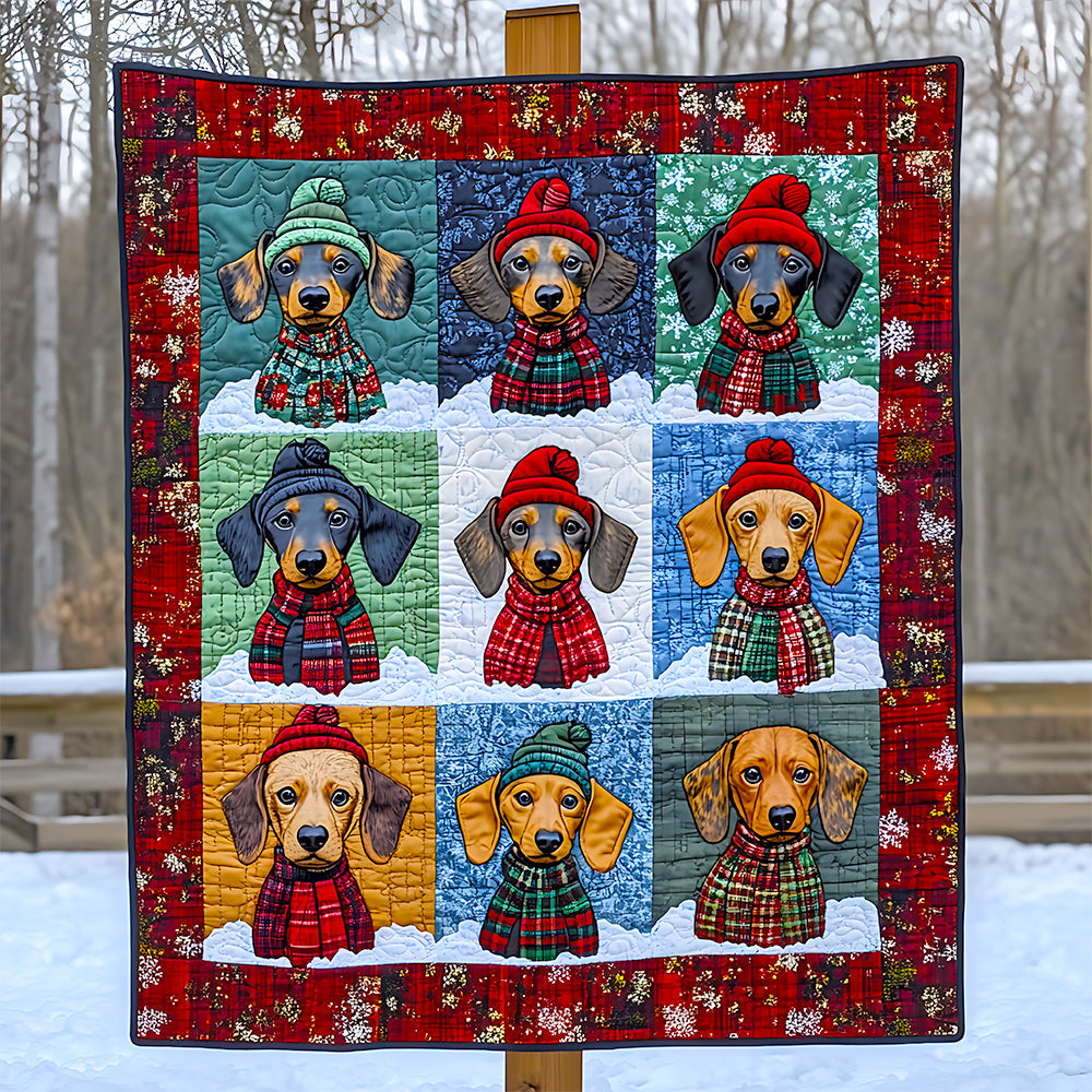 Dachshund Dog Christmas Quilt Bed Set Gifts For Dog Lovers 05HUDT041124-Homacus