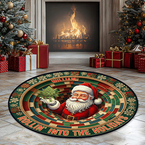 Chill Santa Round Rug Personalized Christmas Gifts 02TOQN081025-Homacus