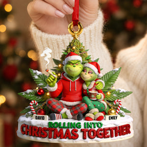 Rolling Into Christmas Together Acrylic Ornament - Personalized Gift For Couples 06TODH150926-Homacus