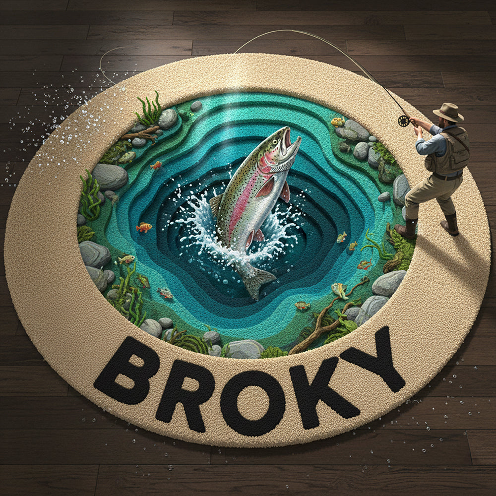 Personalized Gifts For Fishing Lovers, Fish Quilted Round Mat 02hyta061025-Homacus