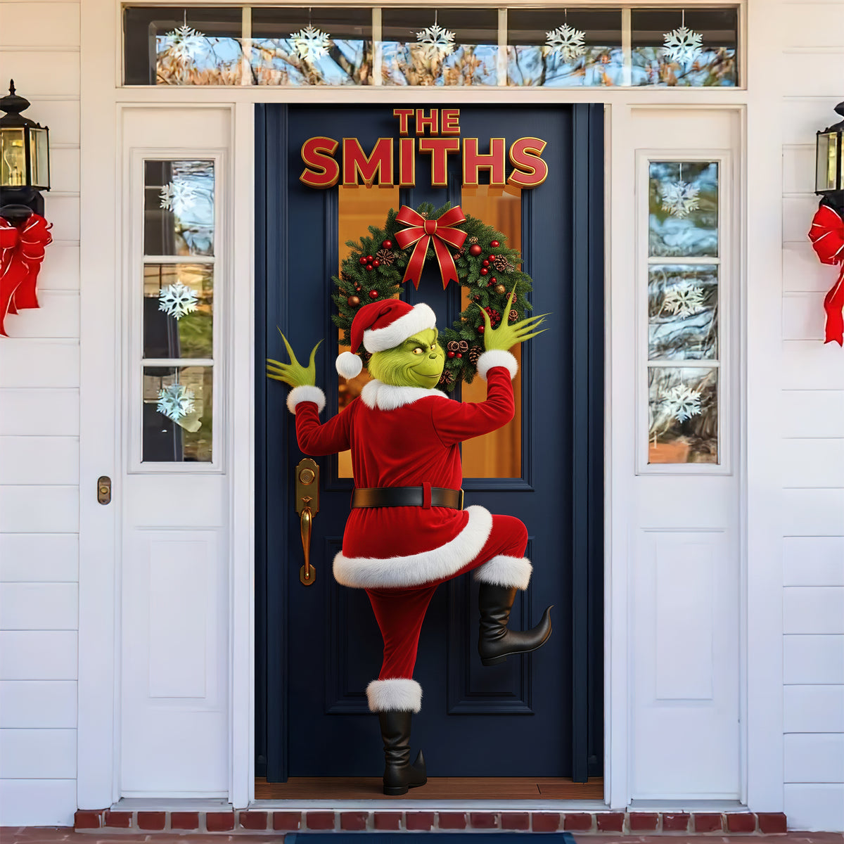 Green Monster Santa Door Cover - Personalized Gifts For Family 03PGQN041125-Homacus