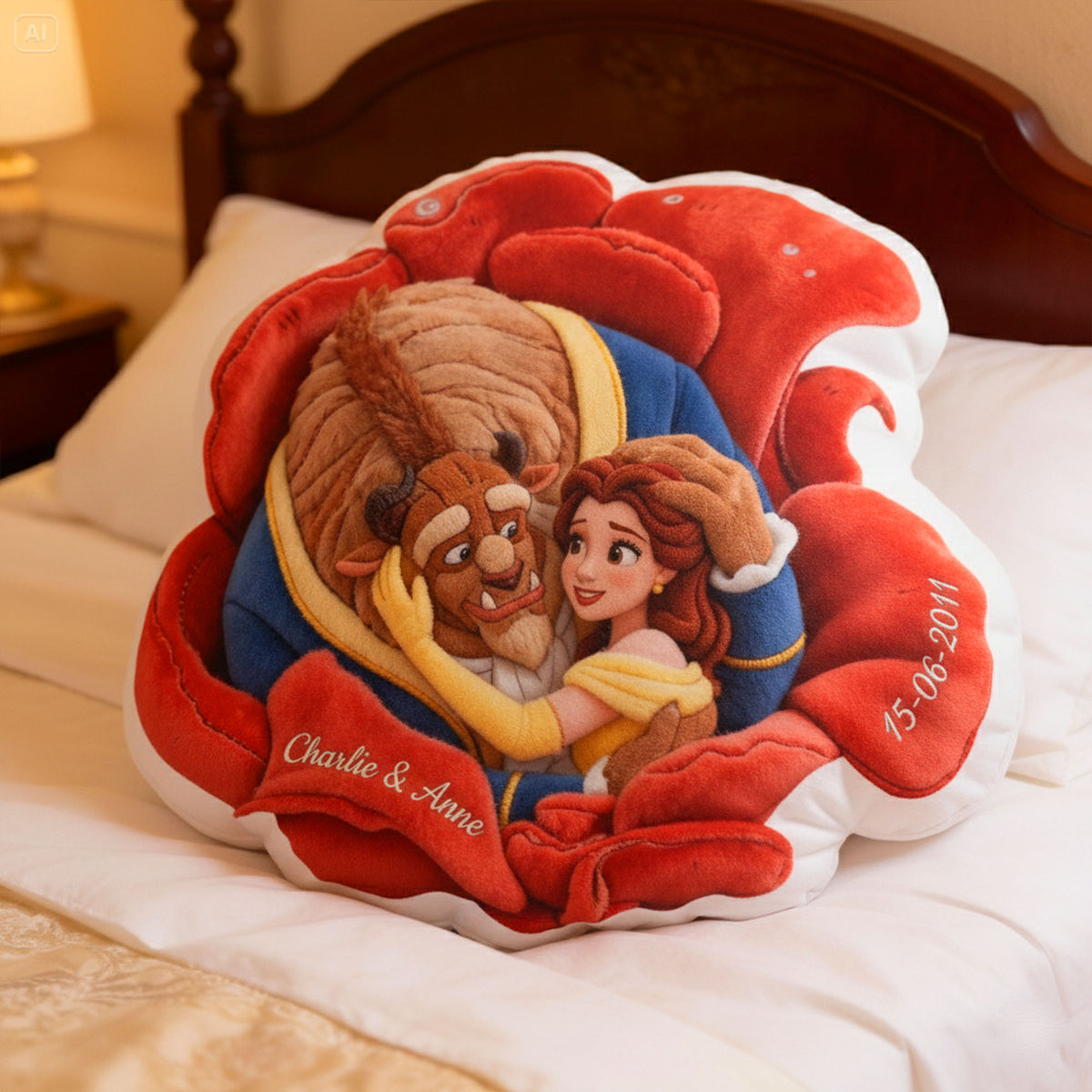 Blooming Love Shaped Pillow - Personalized Gifts For Couple 02QHLU221225-Homacus