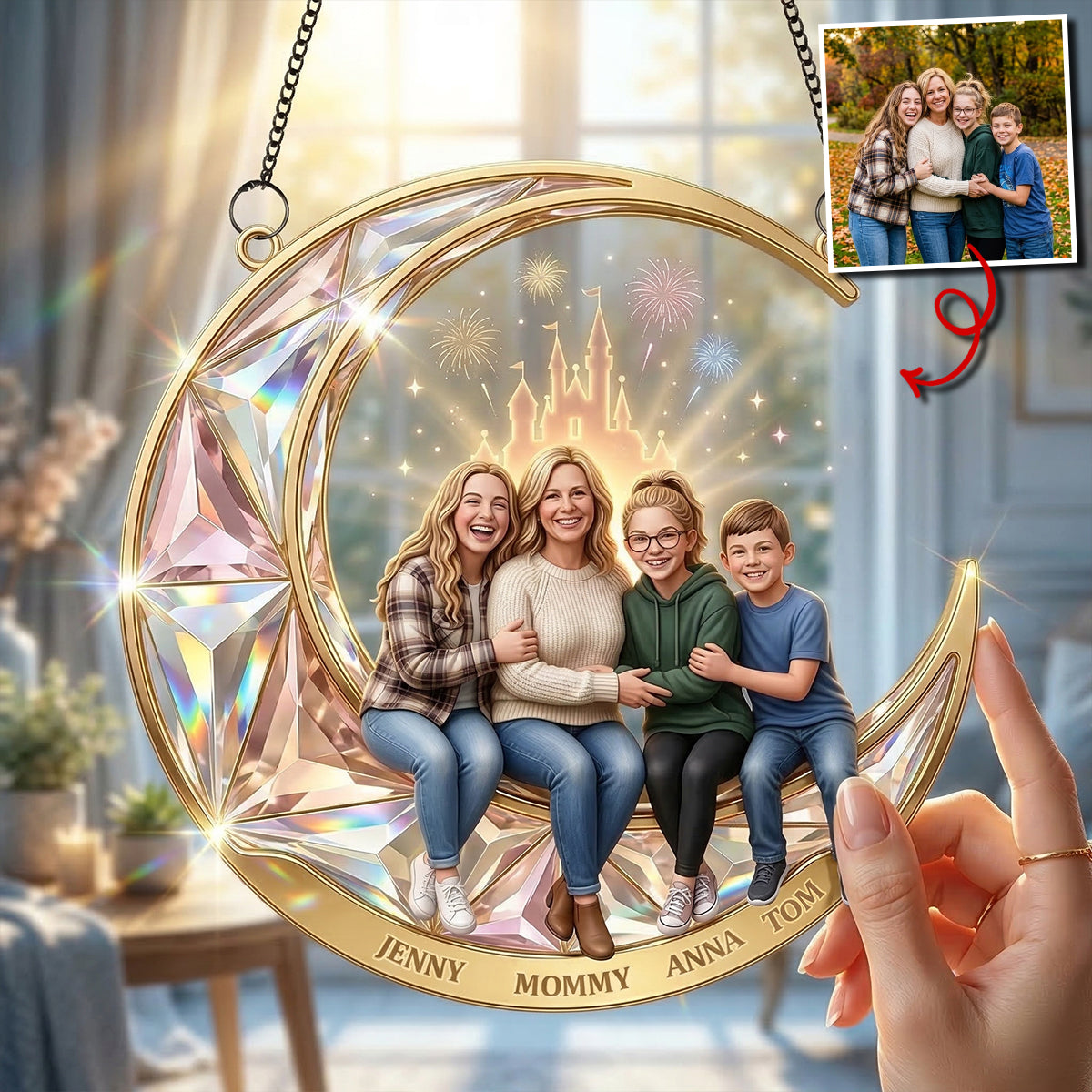 Custom Photo Family suncatcher - Personalized Gifts For Family Suncatcher Ornament 03NATN200326-Homacus