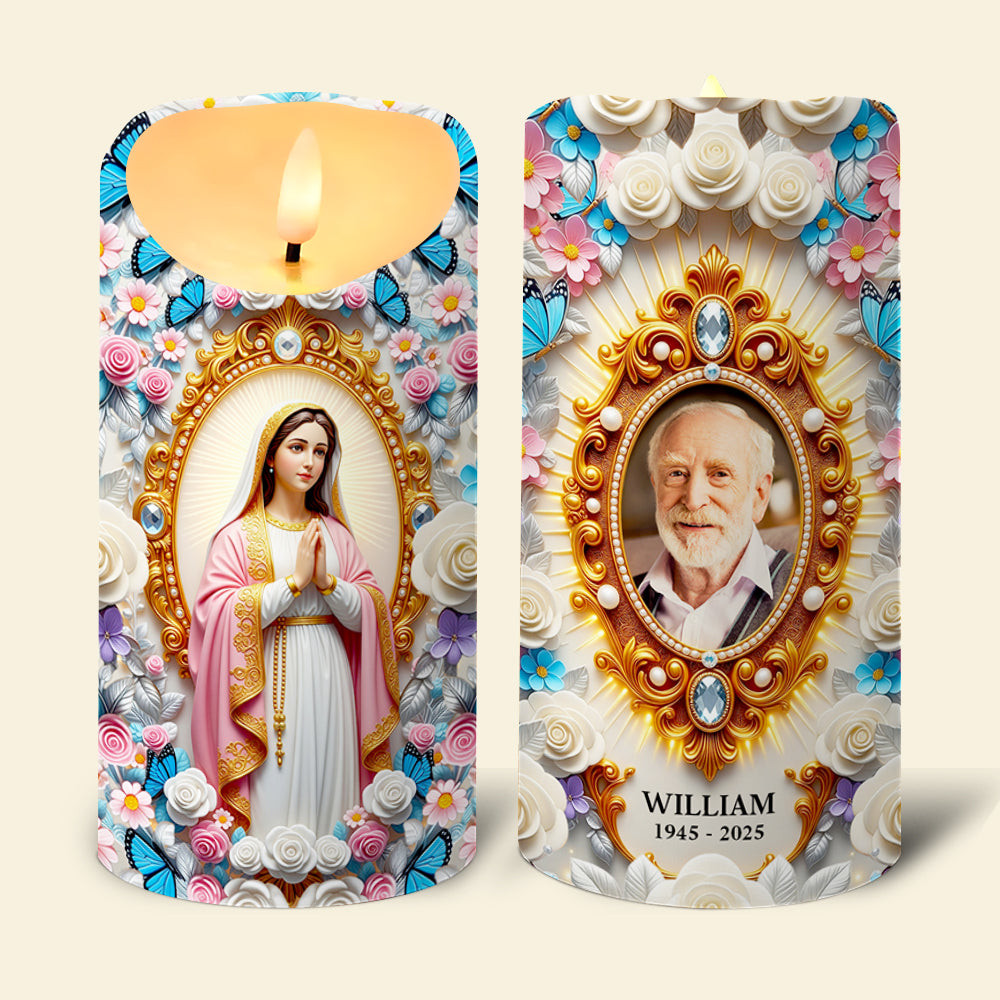 Remembrance Virgin Mary Custom Photo LED Candle Gifts For Heaven 01NADT040725-Homacus