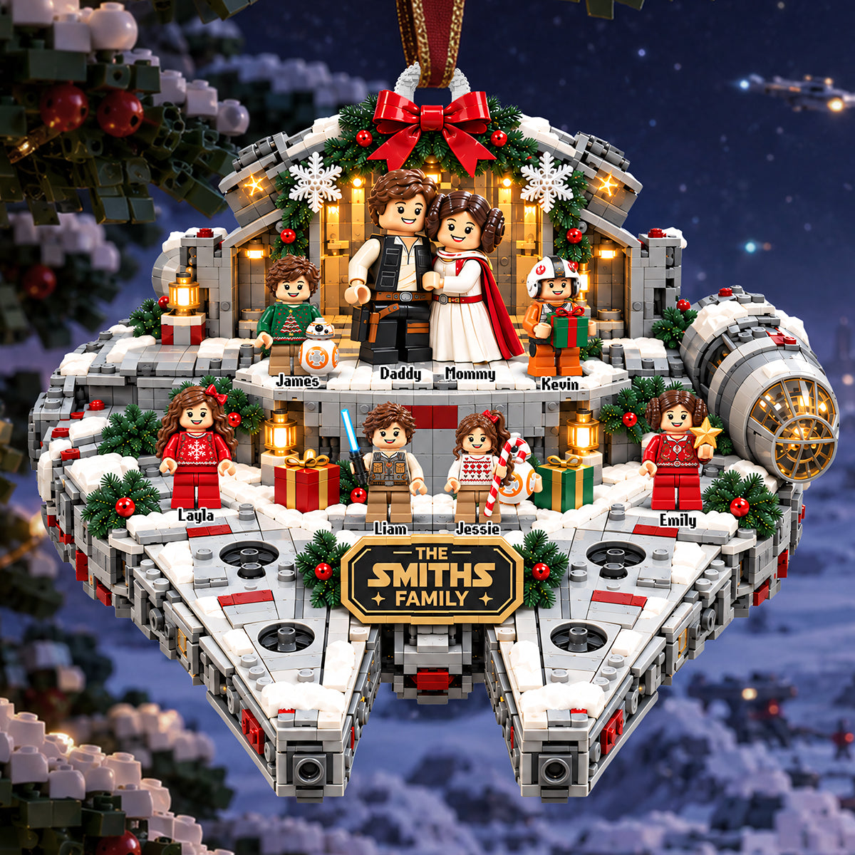 Lovely Legend Family Exploring The Interstellar Acrylic Ornament - Personalized Christmas Gifts For Family 03hata070926