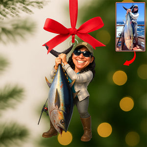Funny Caricature Christmas Ornament – Custom Photo Gifts for Fishing Lovers 05ohqn180825-Homacus