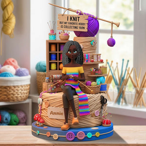 Collecting Yarn Girl Acrylic Plaque - Personalized Gifts For Knitting Lovers 01TGLU070725-Homacus