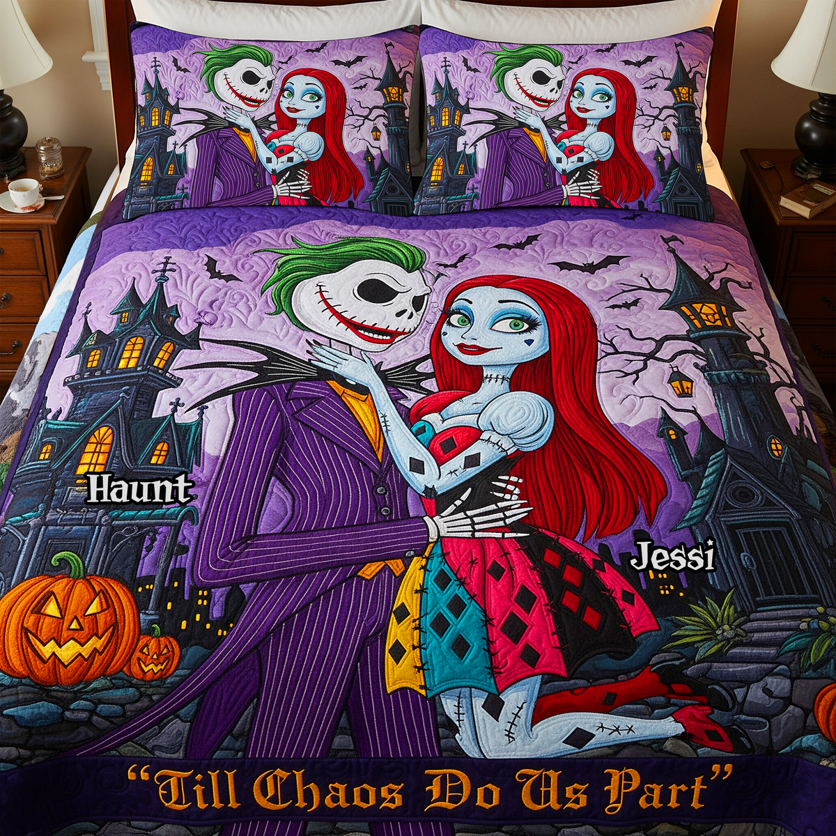 Spooky Couple Quilt Bed Set Special Line – Personalized Gifts For Couple 04NALU090825-Homacus