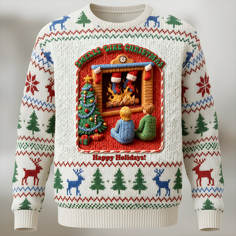 Creepy Fun Waiting Santa In Chimney Ugly Sweater, Personalized Gifts For Christmas 07qhtn041125-Homacus