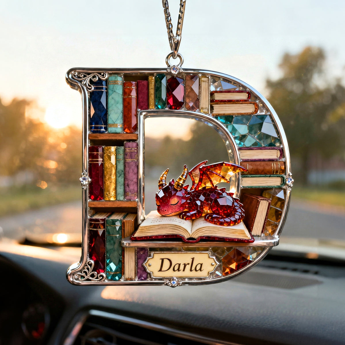 Fantasy Book Dragon Car Hanging Ornament, Personalized Gifts For Book Lovers 01qhtn130126-Homacus