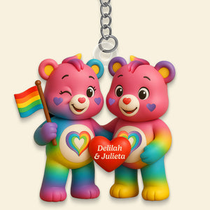 Rainbow Couple Keychain Personalized Gifts For LGBTQ+ Pride 01HUDT150525-Homacus