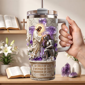 Knight Kneeling Before God 40oz Tumbler With Handle - Personalized Gifts For Christians 02tydh060726-Homacus