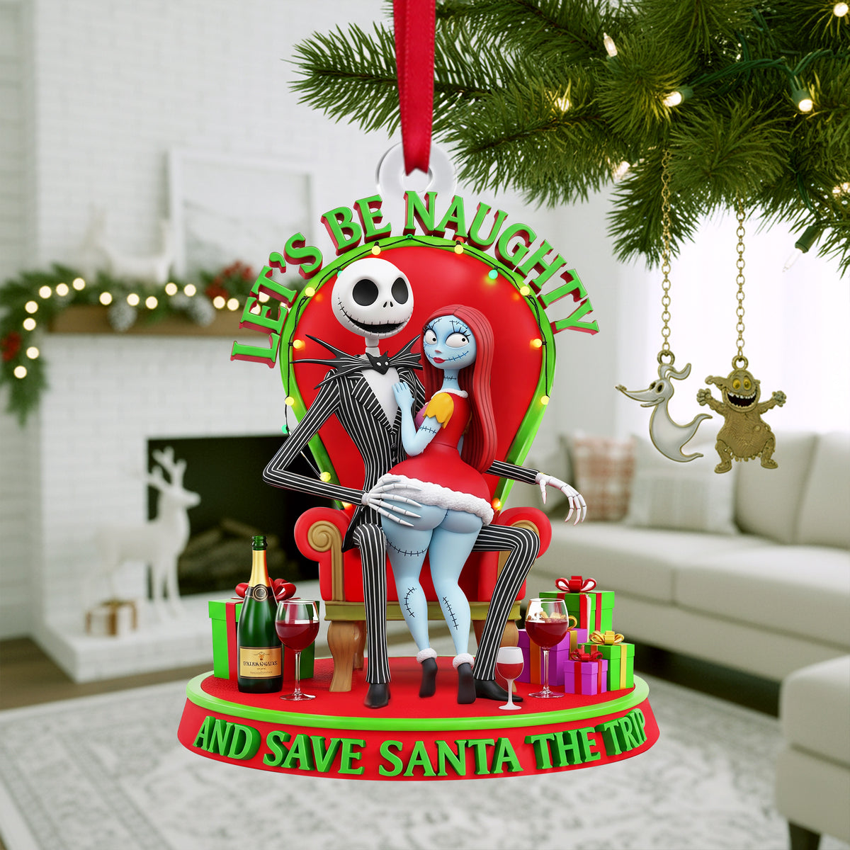 Let’s Be Naughty Couple Ornament - Personalized Christmas Gifts For Couple 03OHLU090925-Homacus